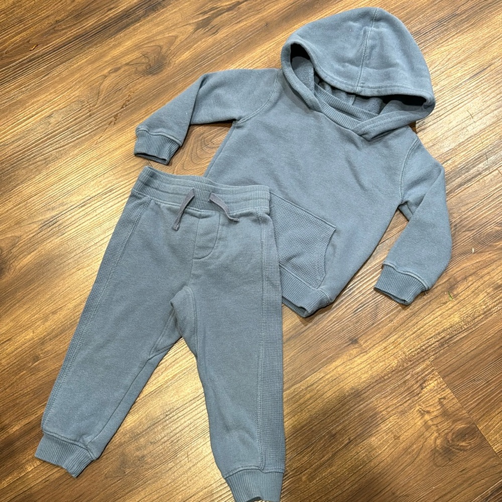 Wonder Nation 2T blue jogger and hoodie set - pant suit with waffle knit accents